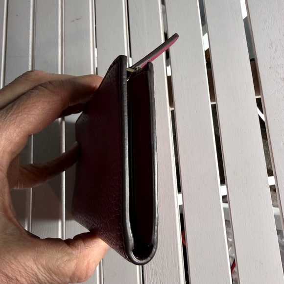 Kate Spade  Leila Slim Bifold leather walllet Burgundy - Picture 3 of 6